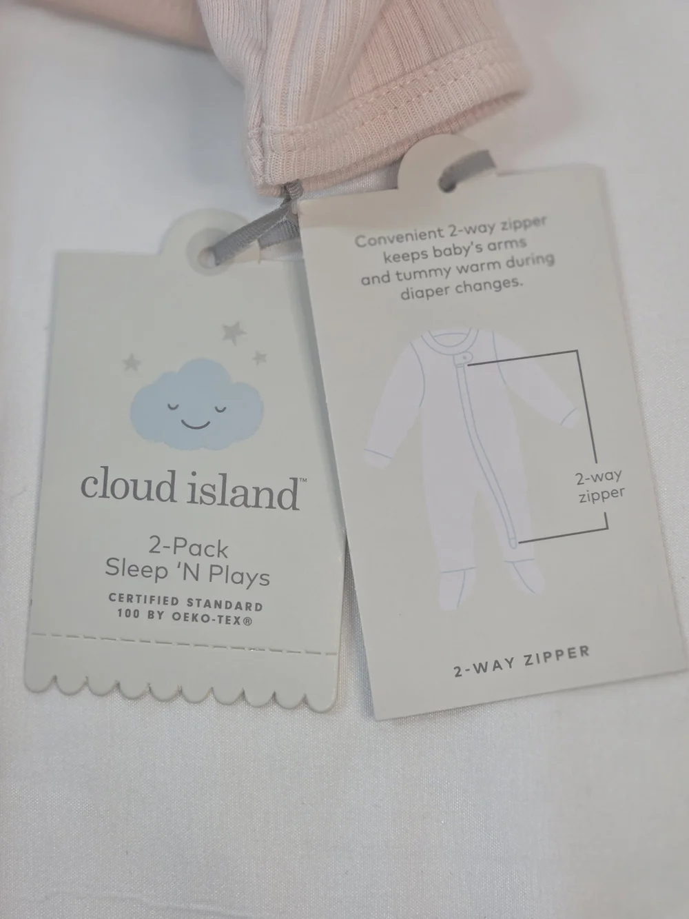 2 Pc. Cloud Island Ribbed Pink Footed One-Piece Pajama 3-6M